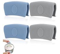 DGN Silicone Pot Holder, 2 Pairs, Blue & Grey, 8 x 4.5 cm, Heat Resistant Up to 475°F, Non-Slip, Easy to Clean