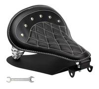 DgNeLai Motorcycle Solo Drive Seat Black Rhombus Leather Bobber Cushion with Mounting Seatbase Spring Bracket Kit Replacement for Harley Davidson Sportster XL 1200 883 48 Chopper Custom