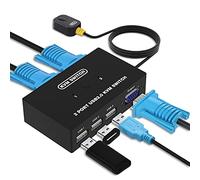 DGODRT VGA KVM Switch 2 Port, Switch Box Adapter 2 Computer Share 1 VGA monitor and 3 USB Devices, Mouse Keyboard Scanner Printer, 2 KVM Cables included