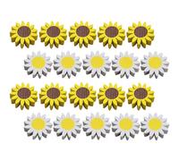 DGOEDTXJB 20Pcs Wooden Daisy Beads DIY Craft Beads for Home Decor Flower Wreath Making Bulk with White and Yellow Colors for Macrame Jewelry and Bracelet Accessories