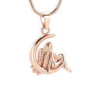 DGOEDTXJB Moon Steel Necklace Ashes Keepsake Holder Necklace
