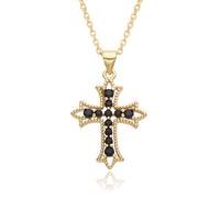 DGOEDTXJB Trend Color Cross Micro-inlaid Zircon Necklace for WoSweater Choker Chain Pendant Jewelry