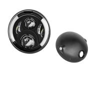 DGOINGPI Dirtbike Headlight Kit 7.5 Inch LED Retro Bucket Motorcycle Modified Headlight Hi/Lo Beam DRL Matte Black Headlight Housing With Bracket Headlamp Front Headlight(7.5 light housing A)