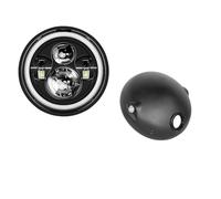 DGOINGPI Dirtbike Headlight Kit 7.5 Inch LED Retro Bucket Motorcycle Modified Headlight Hi/Lo Beam DRL Matte Black Headlight Housing With Bracket Headlamp Front Headlight(7.5 light housing B)