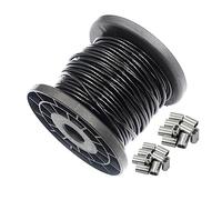 DGOL Soft Black Vinyl Coated 68 ft 304 Stainless Steel Cable Wire Rope 1/8 inch Core Diameter 5/64 inch with 20pcs Sleeves Stops