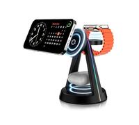 DGPLUS Magnetic 3 in 1 Wireless Charging Station with RGB Lights for iPhone 17 Pro Max iPhone Air 16 Plus 15 14 13 12 Apple Watch Series AirPods Pro with MagSafe Charger (Trio)