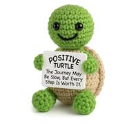 DGPLUS Positive Turtle Handmade Crochet Animal - Funny Birthday Gift for Women, Girls, Boys - Cute Emotional Support Present, Stocking Stuffer for All Ages & Occasions