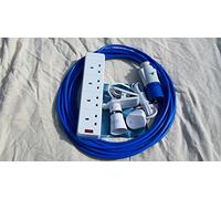 DGRPRODUCTS CAMPING ELECTRIC HOOK UP 14 MTR + 1.8 MTR CLIP ON LIGHT BLUE ARCTIC CABLE