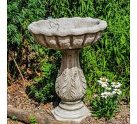 DGS - Classic Design Leaf Garden Bird Bath Stone Cast Garden Statue