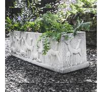 DGS STATUES - Large White Stone Deer Planter Trough Rustic Garden Pot 100cm