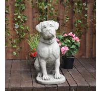 DGS STATUES - Life Size Sitting Boxer Dog Stone Cast Hand Finished 35KG Statue