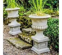 DGS STATUES Pair of Classic Stone Garden Urns with Columns