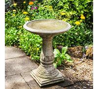 DGS STATUES - Stone Cast, Birdbath/Feeder, Simple La La Square Base Design, Hand Finished, Statue, Sculpture