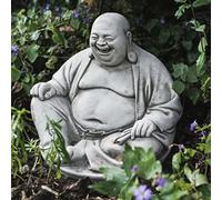 DGS STATUES - Stone Cast Fat Laughing Sitting Buddha 25KG Hand Finished Statue Sculpture
