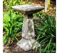 DGS STATUES - Stone Cast Heavy Lilly Birdbath Wide Base Square Bowl 70KG
