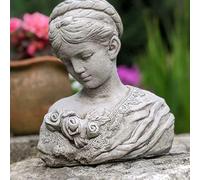 DGS STATUES - Stone Cast, Lady with Rose on Bust, Small/Medium, Hand Finished, Statue, Sculpture