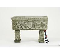 DGS STATUES - Stone Cast Lion Face Decorative Plant Trough with Legs Single