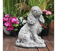 DGS STATUES - Stone Cast, Sitting Cute Cocker Spaniel, Detailed Fur, Small, Hand Finished, Statue, Sculpture