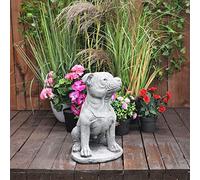 DGS STATUES - Stone Cast, Sitting Proud Staffordshire Bull Terrier Dog, Large, Statue, Sculpture
