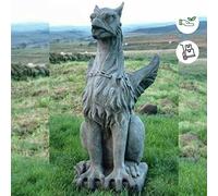 DGS STATUES - Stone Cast Sitting Proud Winged Griffin Gargoyle Very Large Statue