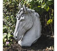 DGS Statues - Stone Cast Stallion Horse Head, Hand-Finished Garden Sculpture