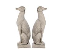 DGS STATUES - Stone Cast, Tall Proud Sitting Whippet Dog, Racing Dog, Set of 2, Hand Finished, Statue, Sculpture