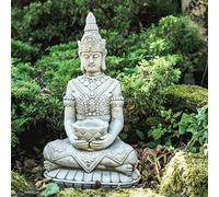 DGS STATUES - Stone Cast Thai Sitting Buddha Lotus Plinth Bowl Medium Statue