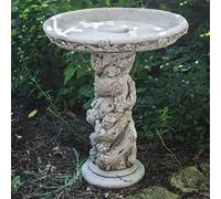 DGS STATUES - Stone Cast, Tree Trunk with Fruit Birdbath/Bird Feeder, Hand Finished, Statue, Sculpture, 60KG