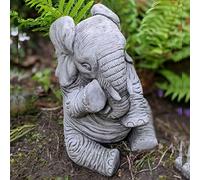 DGS STATUES - Stone Cast Trunk Down Highly Detailed Elephant Large Hand Finished Statue