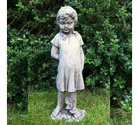 DGS Statues - Stone Cast, Young Girl Holding Roses Behind Her Back, Medium, Hand Finished, Statue, Sculpture