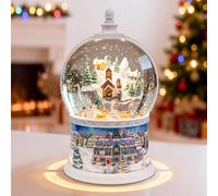 DGSCAK Large Carousel Snow Globe, Lighted Glitter Christmas Village with Santa Elk Sleigh, Musical Snow Globe 8 Songs, 6H Timer, USB or Battery Powered, Holiday Table Décor