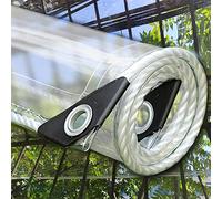 DGSFES Transparent Tarpaulin Clear Heavy Duty Waterproof Tarp Clear Tarpaulin With Eyelets Plastic Sheet Pergola Covers for Gardens Greenhouse Plants Pet Roof(2m*2.1m)