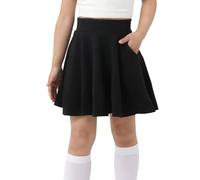 DGSHIRLDJO Kids Girls Skirt with Pocket Casual Pleated Skater Skirt Uniform School Skirts Tennis Skirt 5-14 Years(UK, Age, 12 Years, 14 Years, Regular, XL,Black)