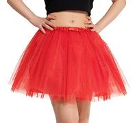 DGSHIRLDJO Women's Tulle Skirt Elastic 4 Layer Petticoat Tulle Tutu Skirt for Women Halloween Party Costume Dance Skirt Red