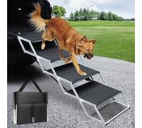 DGSL Folding Dog Stairs for Car, 16.9" Wide 4-Step Non-Slip Pet Steps | Portable Pet Stairs for Vehicle Access, Large Dogs, SUVs, Trucks and Home use