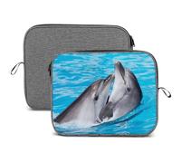 Dgsxynth 13inch Laptop Case, Playful Dolphins Snowflake Laptop Sleeve