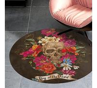 Dgsxynth 60 * 60cm Flannel Small Round Rug, Day Of The Dead Floor Mat, Non Slip Rugs for Bedroom, Living Room, Decor