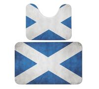 Dgsxynth Bathroom Mat, Scottish Retro Bath Mats Set of 2, Absorbent Soft 1 Bathtub Rug And 1 U Shape Toilet Mat