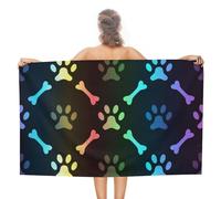 Dgsxynth Beach Towel, Colorful Bones And Paw Bath Towel, Absorbent Towel for Swimming, Sports, Travel