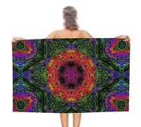 Dgsxynth Beach Towel, Psychedelic Kaleidoscope Bath Towel, Absorbent Towel for Swimming, Sports, Travel