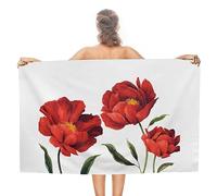 Dgsxynth Beach Towel, Red Poppy Flowers Bath Towel, Absorbent Towel for Swimming, Sports, Travel