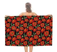Dgsxynth Beach Towel, Red Poppy Flowers Bath Towel, Absorbent Towel for Swimming, Sports, Travel