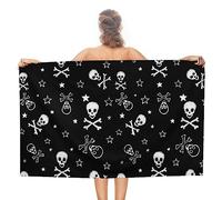 Dgsxynth Beach Towel, Skull And Crossbones Bath Towel, Absorbent Towel for Swimming, Sports, Travel