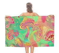 Dgsxynth Beach Towel, Trippy Mushroom Bath Towel, Absorbent Towel for Swimming, Sports, Travel