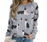 Dgsxynth Casual Ladies Jumper, Brown Wolf Sweatshirts for Women, Crewneck Long Sleeve Top