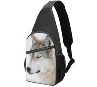 Dgsxynth Chest Bag, Brown Wolf Sling Bag, Crossbody Bag Casual Daypack for Men Women