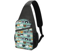 Dgsxynth Chest Bag, Cute Cat Faces Sling Bag, Crossbody Bag Casual Daypack for Men Women