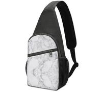 Dgsxynth Chest Bag, Light White Marble Sling Bag, Crossbody Bag Casual Daypack for Men Women