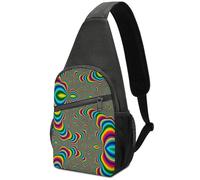 Dgsxynth Chest Bag, Psychedelic Trippy Rainbow Sling Bag, Crossbody Bag Casual Daypack for Men Women