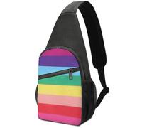 Dgsxynth Chest Bag, Rainbow Colored Horizontal Striped Lines Sling Bag, Crossbody Bag Casual Daypack for Men Women